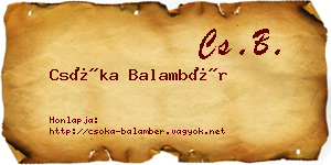 Csóka Balambér névjegykártya